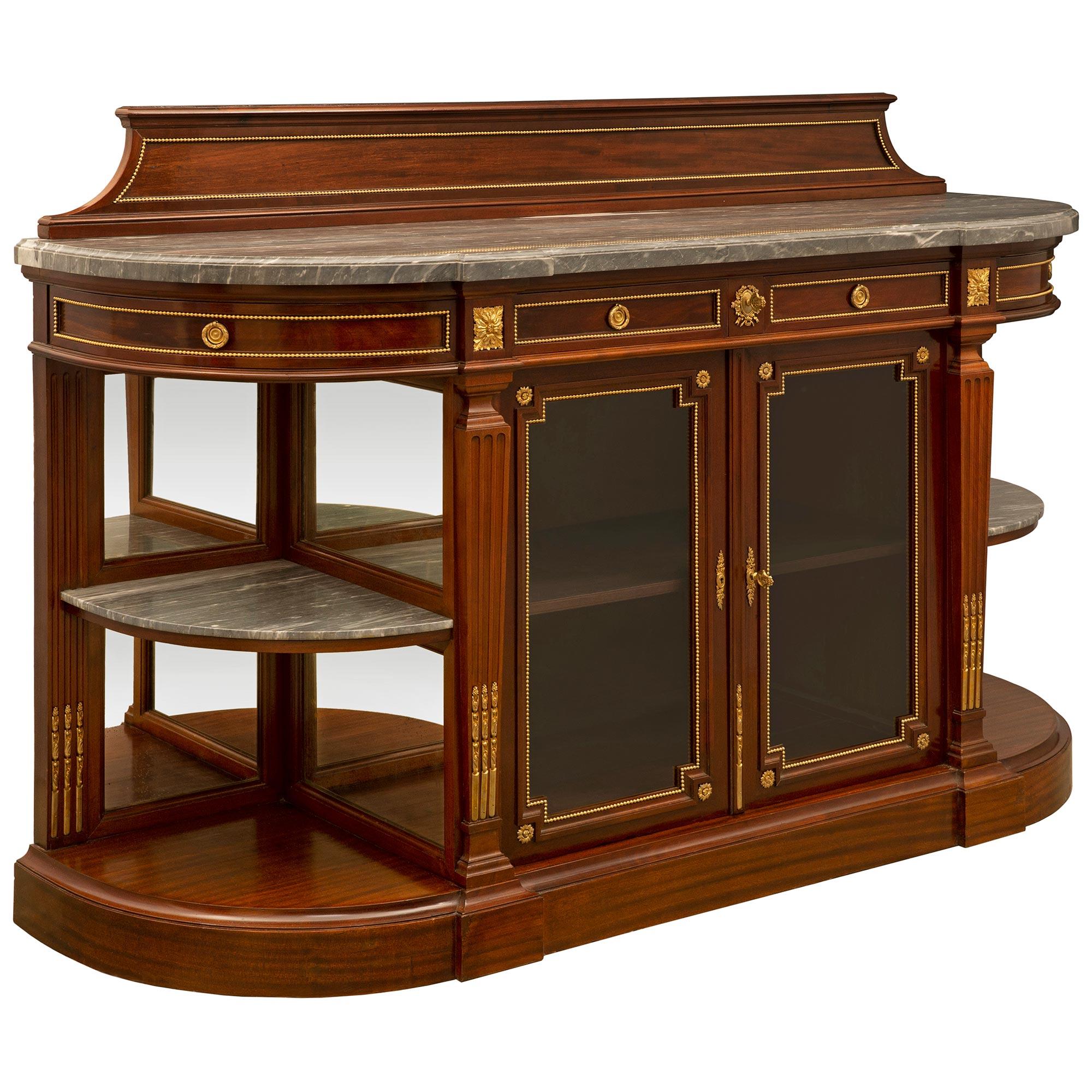 French 19th Century Louis XVI St. Mahogany Buffet In Good Condition For Sale In West Palm Beach, FL