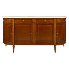 Antique French 19th Century Louis XVI St. Mahogany Four Door and Four Drawer Buffet