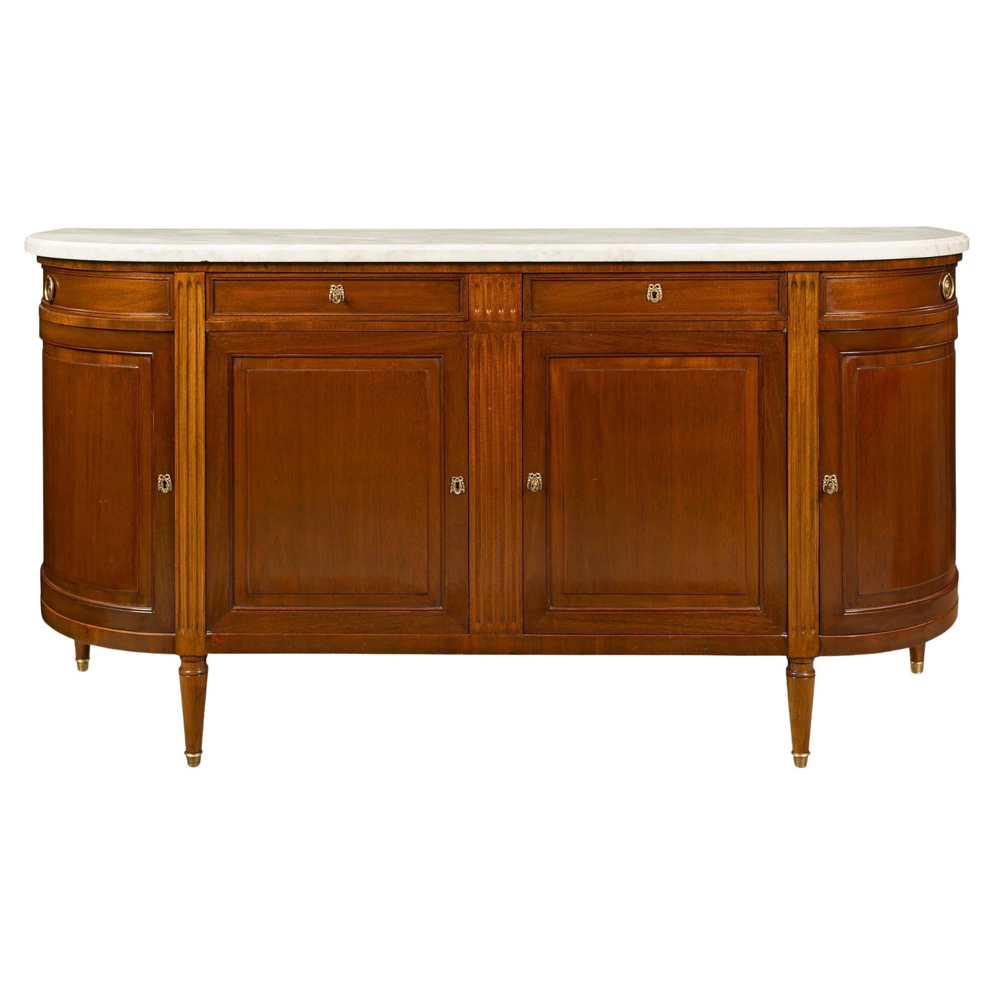 French 19th Century Louis XVI St. Mahogany Four Door and Four Drawer Buffet For Sale
