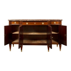 French 19th Century Louis XVI St. Mahogany, Four Door, Three-Drawer Buffet
