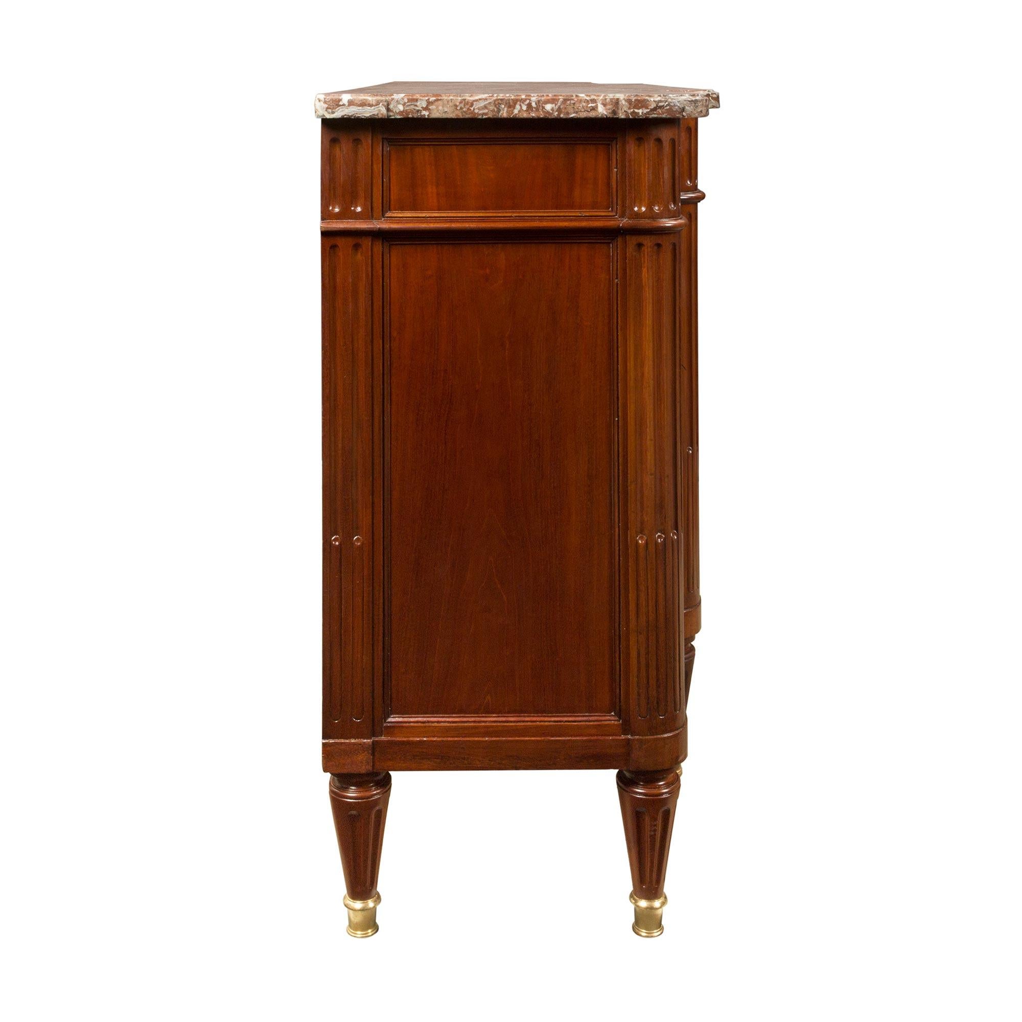 French 19th Century Louis XVI St. Mahogany, Four Door, Three-Drawer Buffet For Sale 1