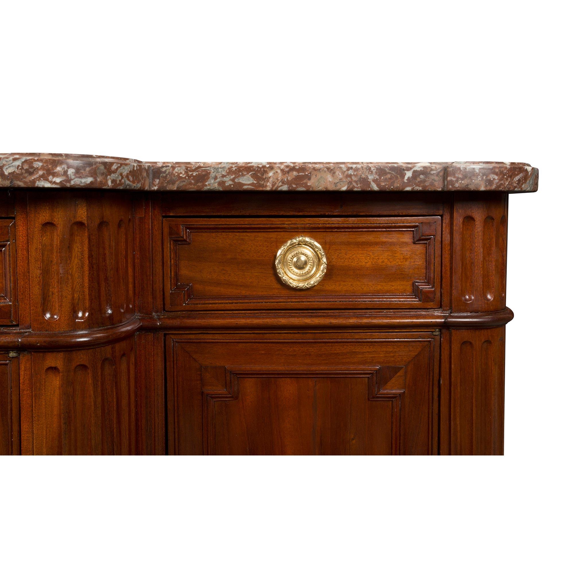 French 19th Century Louis XVI St. Mahogany, Four Door, Three-Drawer Buffet For Sale 4