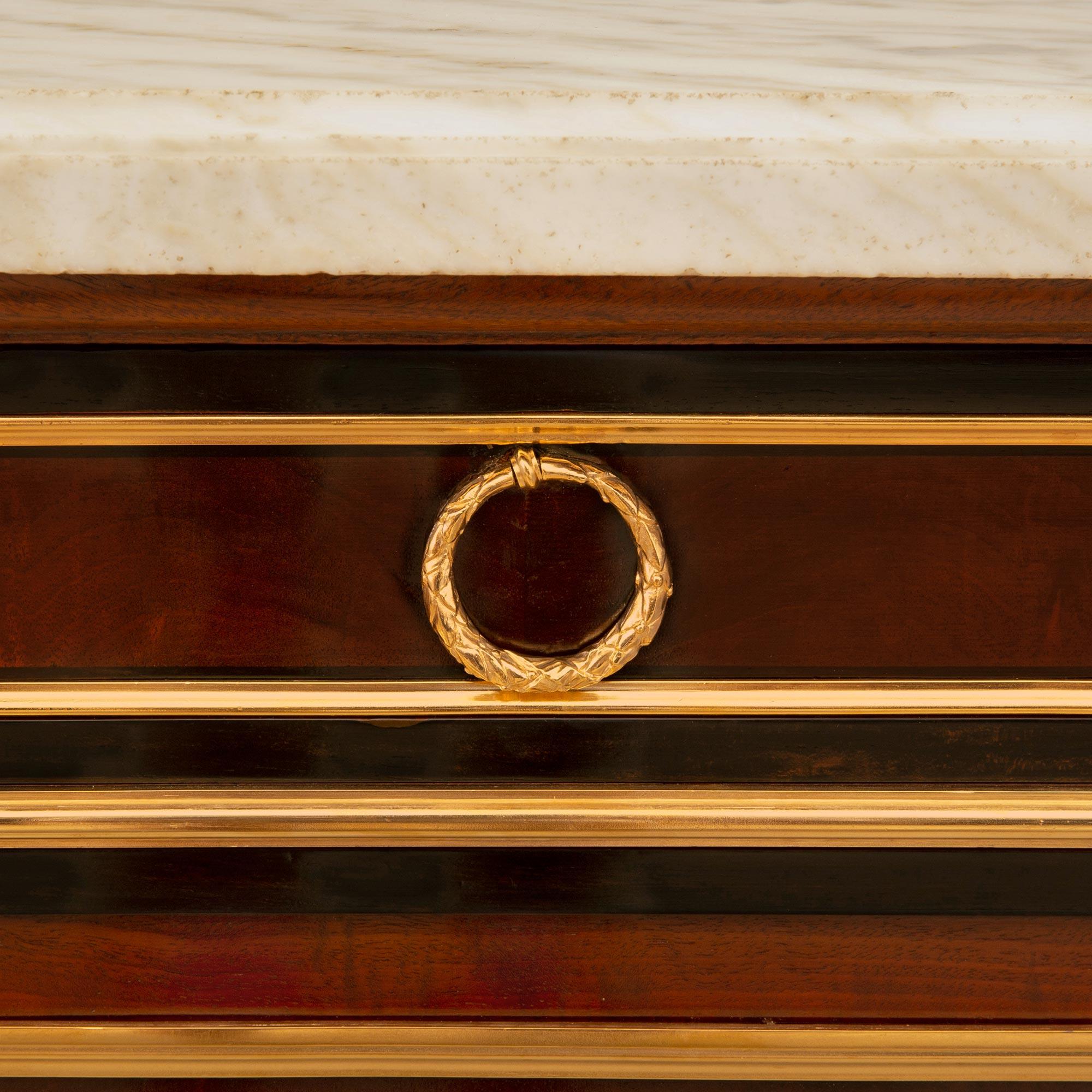French 19th Century Louis XVI St. Mahogany, Fruitwood, Ormolu and Marble Buffet For Sale 2