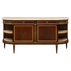 French 19th Century Louis XVI St. Mahogany, Fruitwood, Ormolu and Marble Buffet