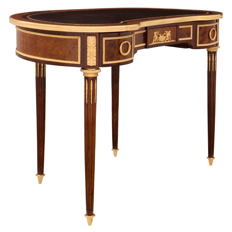 French 19th Century Louis XVI St. Mahogany, Kingwood and Ormolu Desk In Good Condition For Sale In West Palm Beach, FL