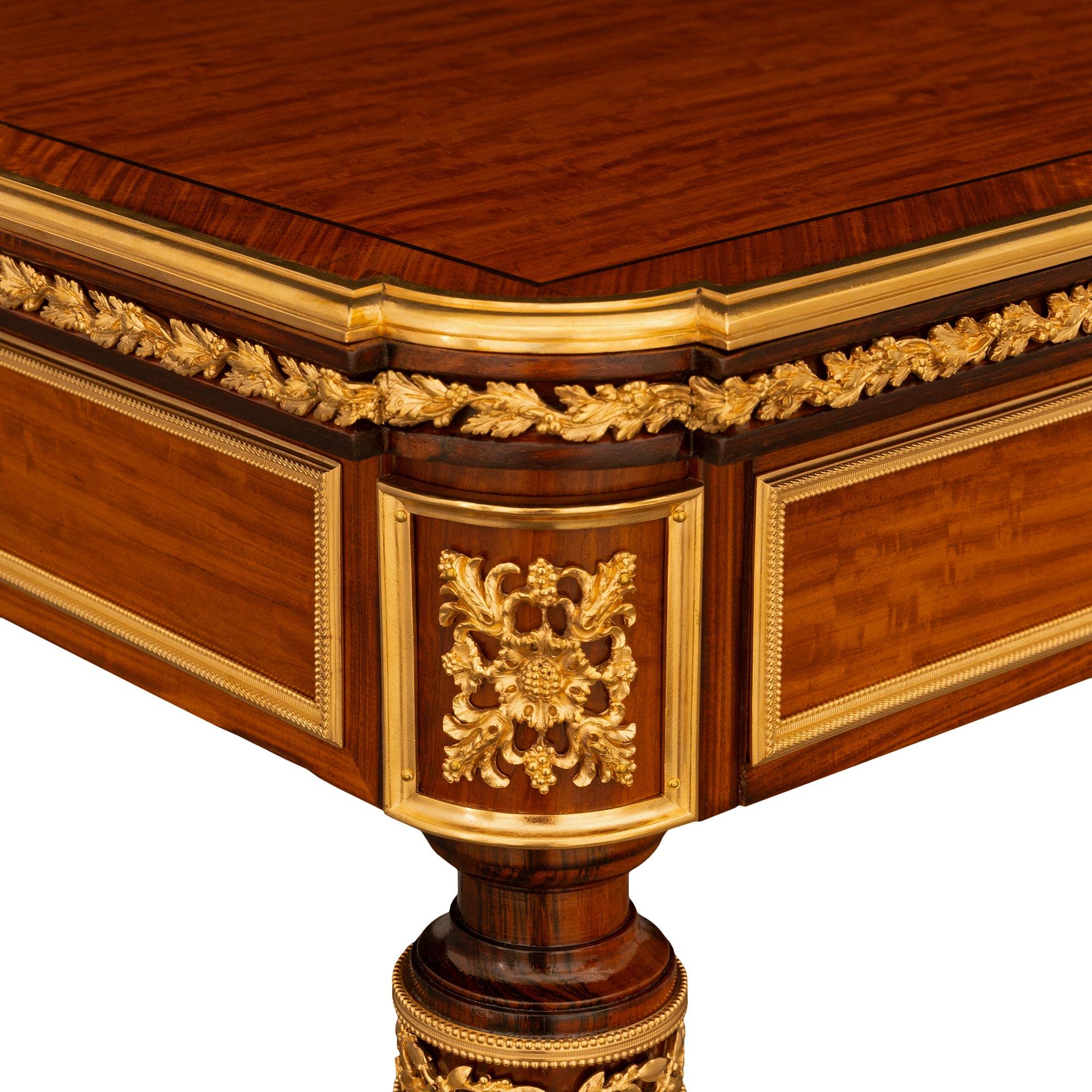 French 19th Century Louis XVI St. Mahogany, Kingwood, Satinwood, & Ormolu Desk For Sale 3