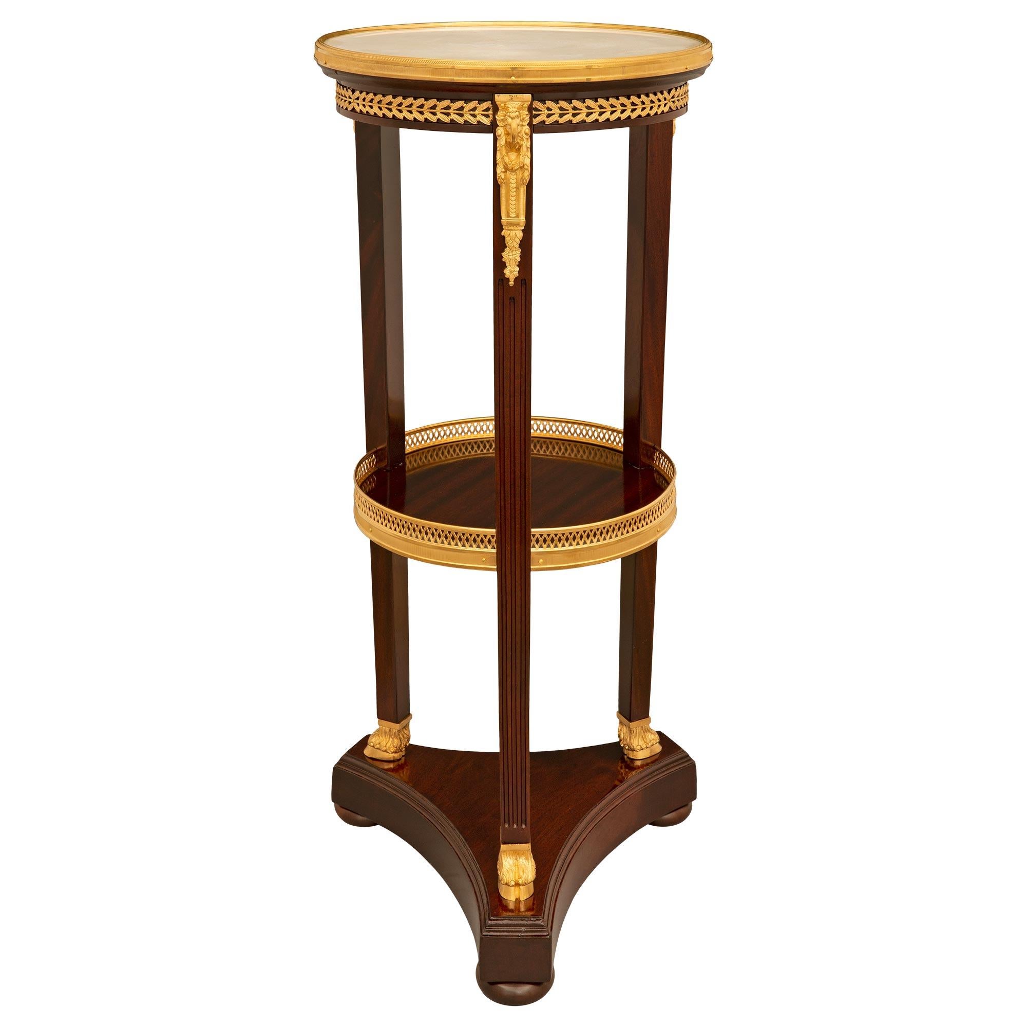 French 19th Century Louis XVI St. Mahogany, Marble, and Ormolu Side Table For Sale 6