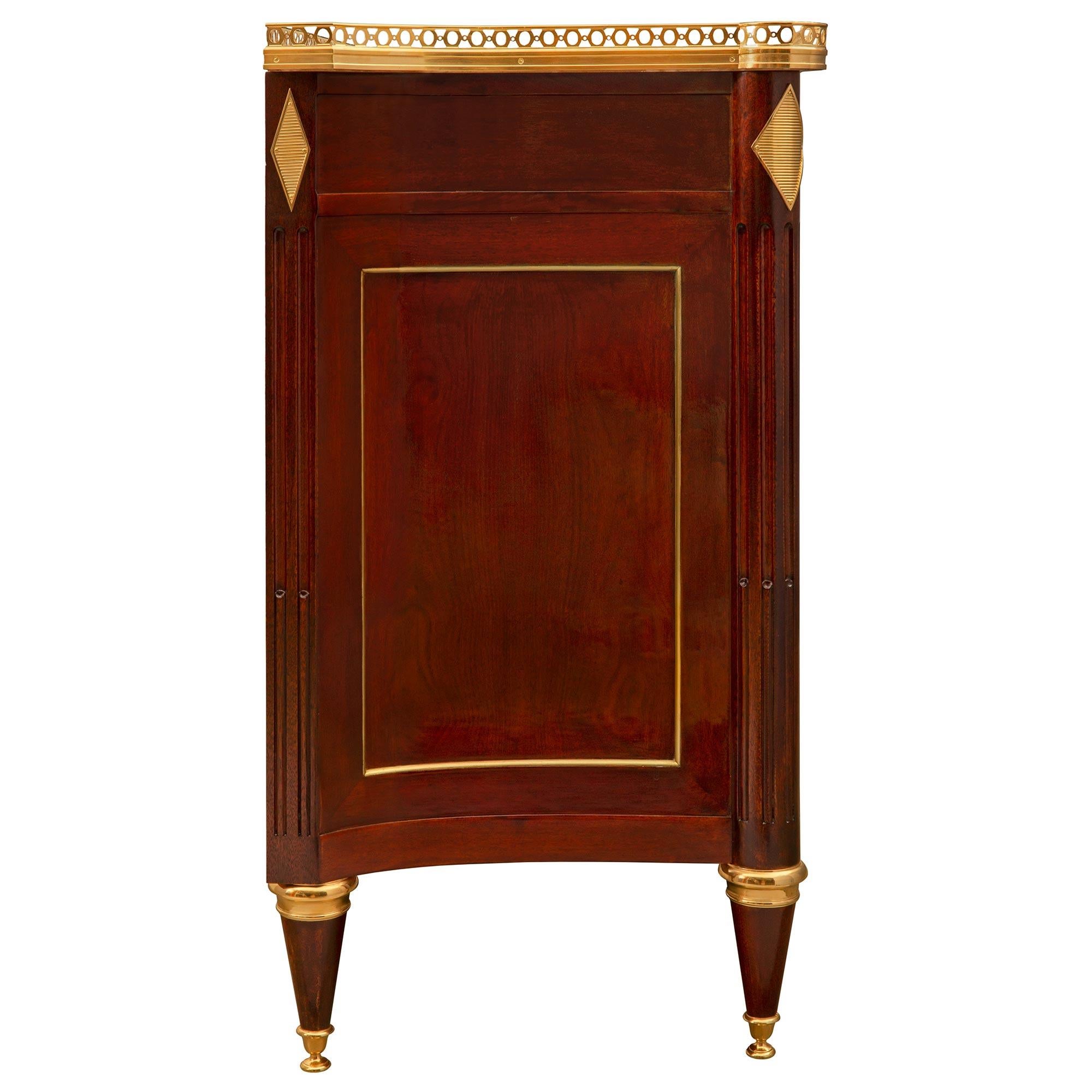 French 19th Century Louis XVI St. Mahogany, Ormolu and Arabescato Marble Buffet For Sale 2