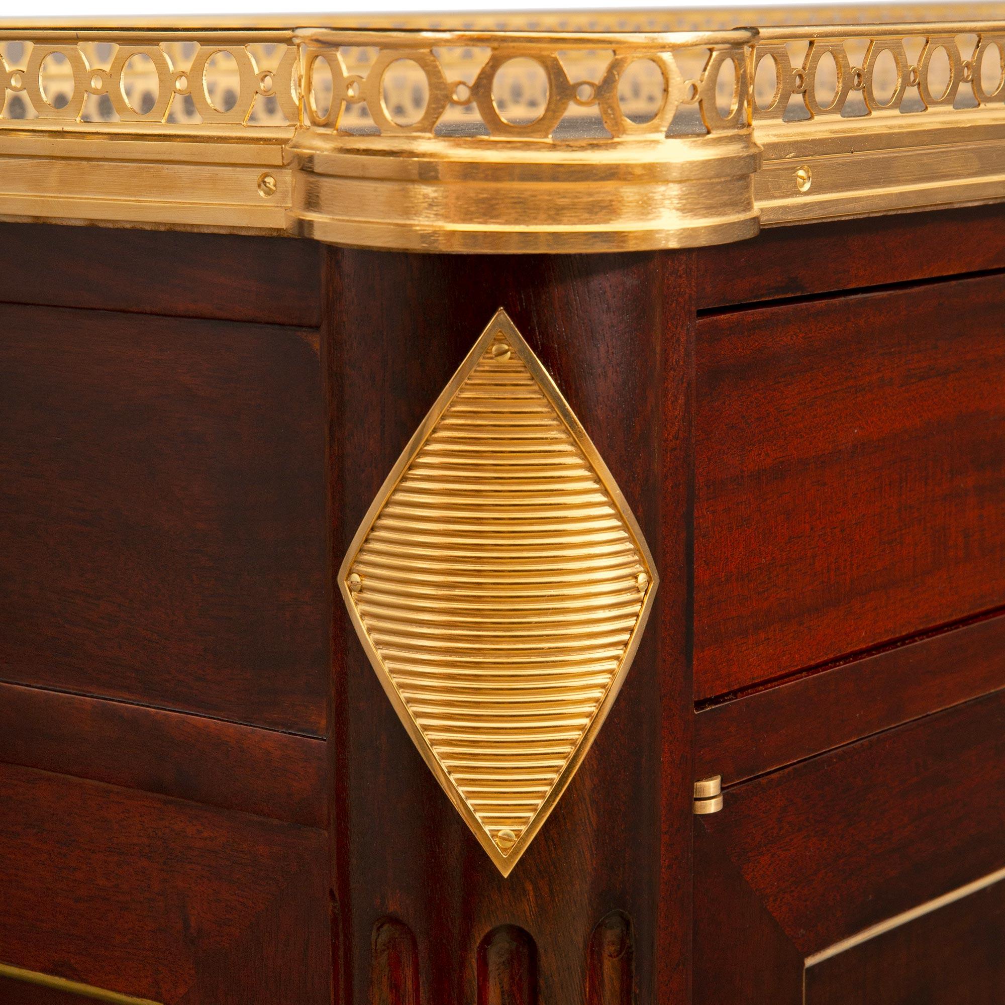 French 19th Century Louis XVI St. Mahogany, Ormolu and Arabescato Marble Buffet For Sale 3