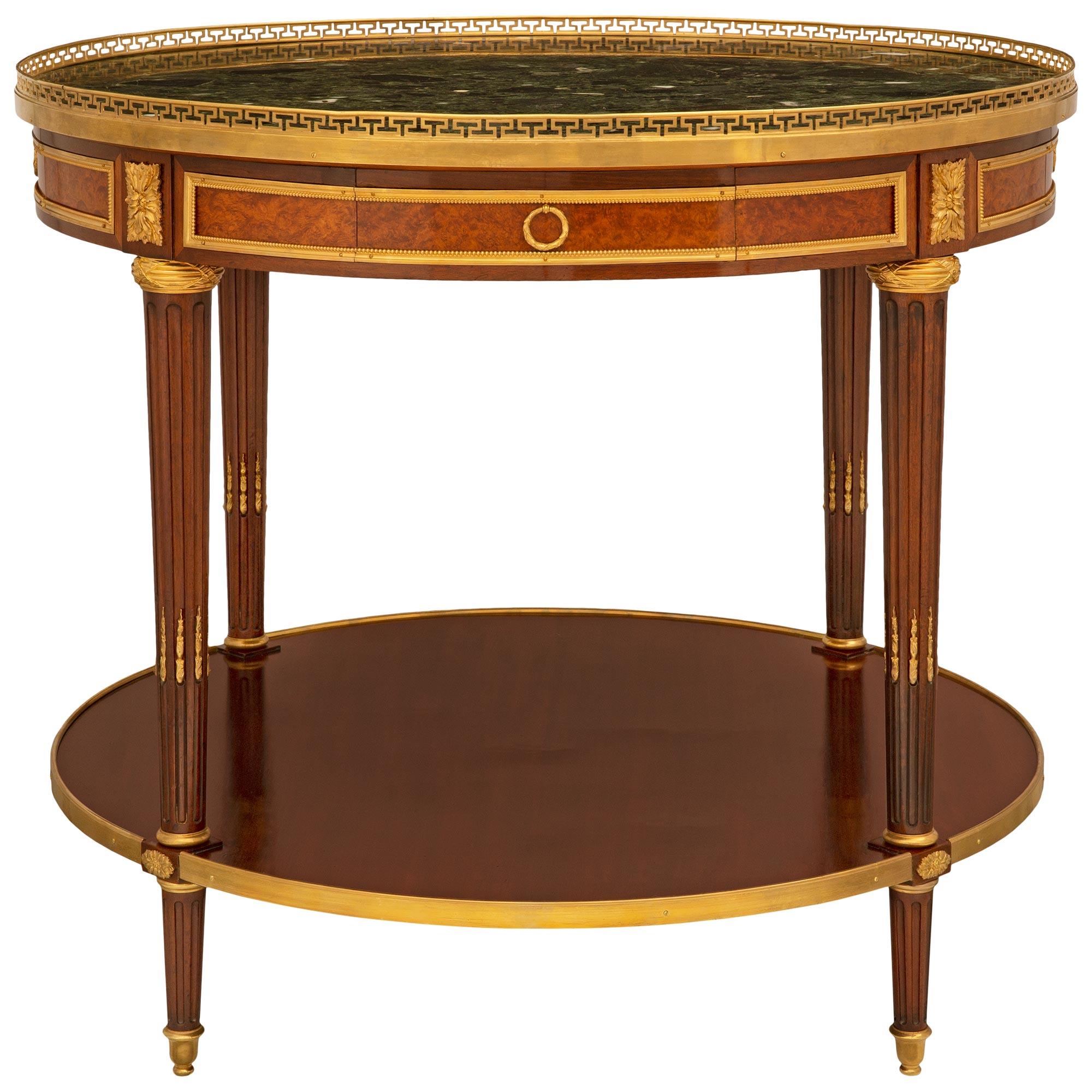French 19th Century Louis XVI St. Mahogany, Ormolu And Burl Walnut Side Table For Sale 7