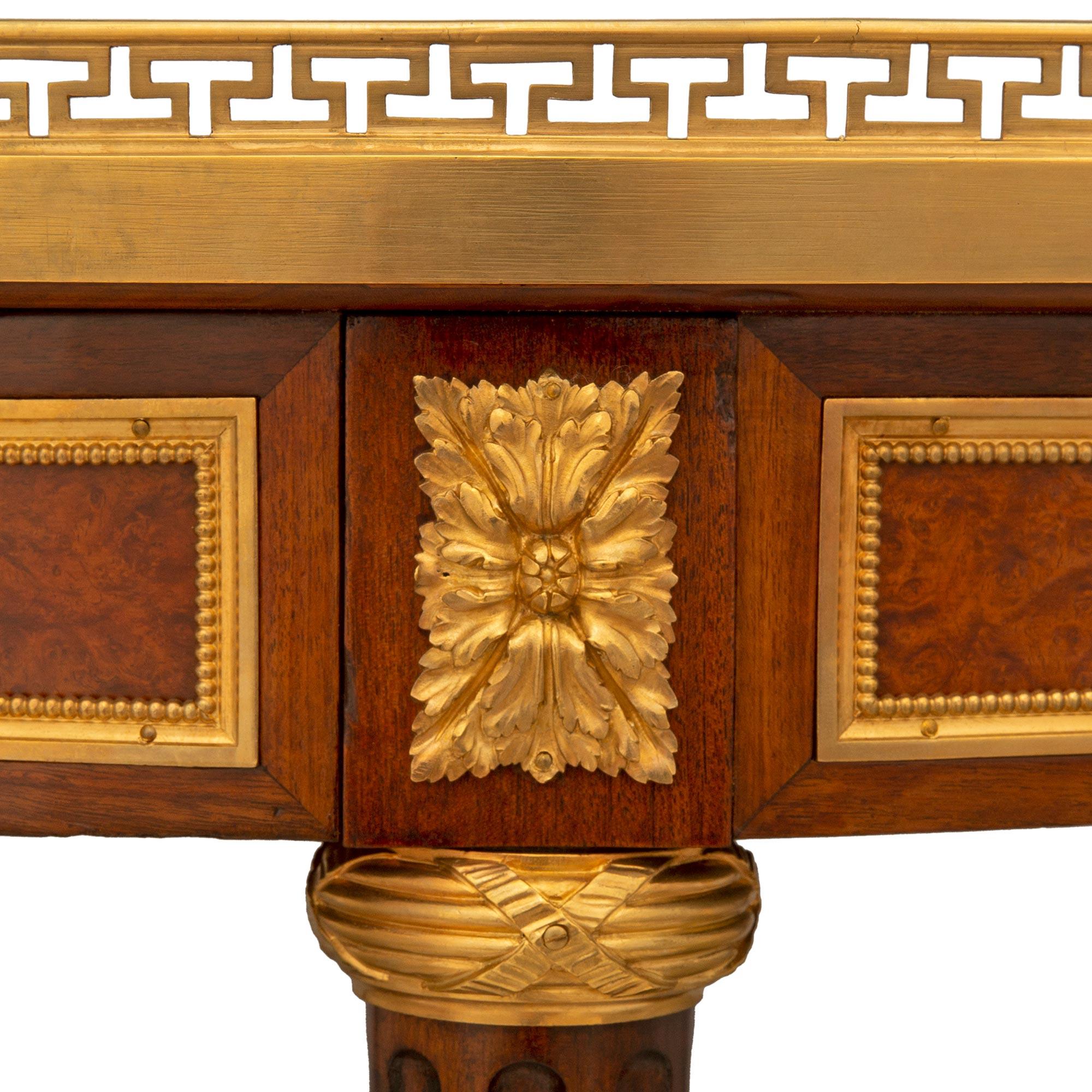 French 19th Century Louis XVI St. Mahogany, Ormolu And Burl Walnut Side Table For Sale 2