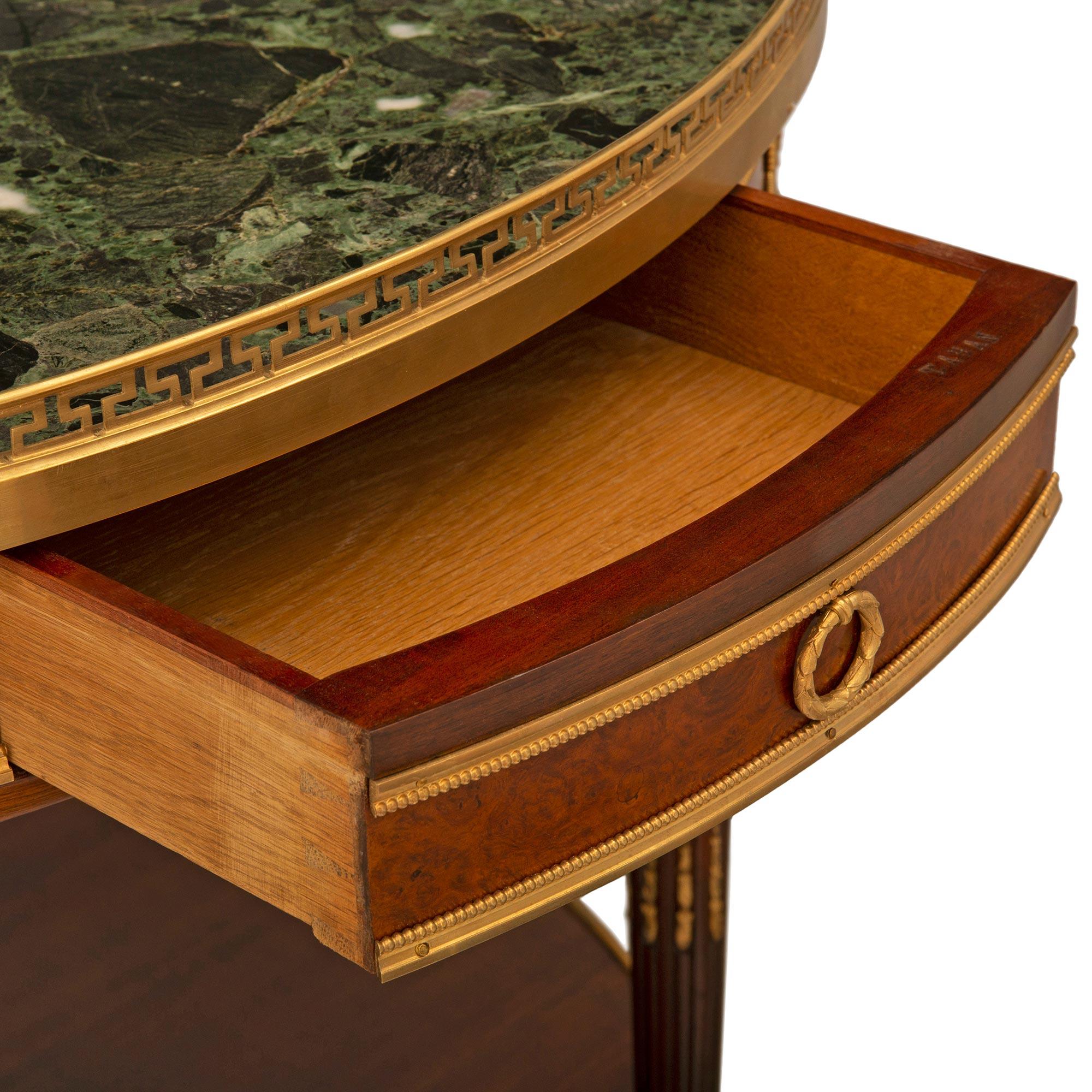 French 19th Century Louis XVI St. Mahogany, Ormolu And Burl Walnut Side Table For Sale 3