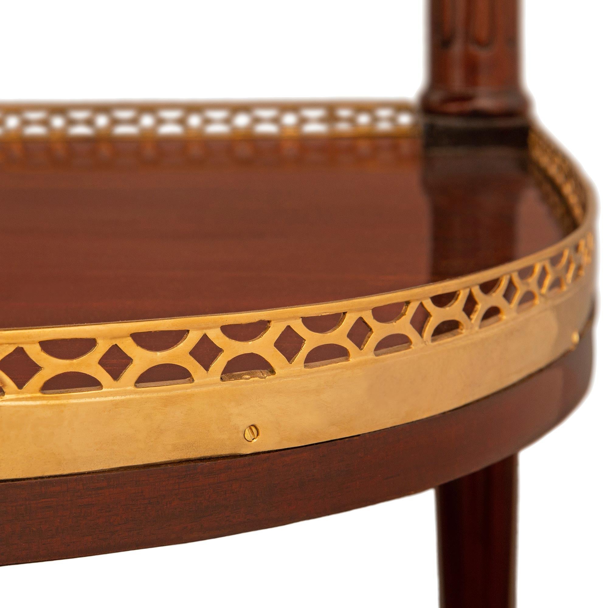 French 19th century Louis XVI st. Mahogany, Ormolu and Carrara marble console For Sale 5