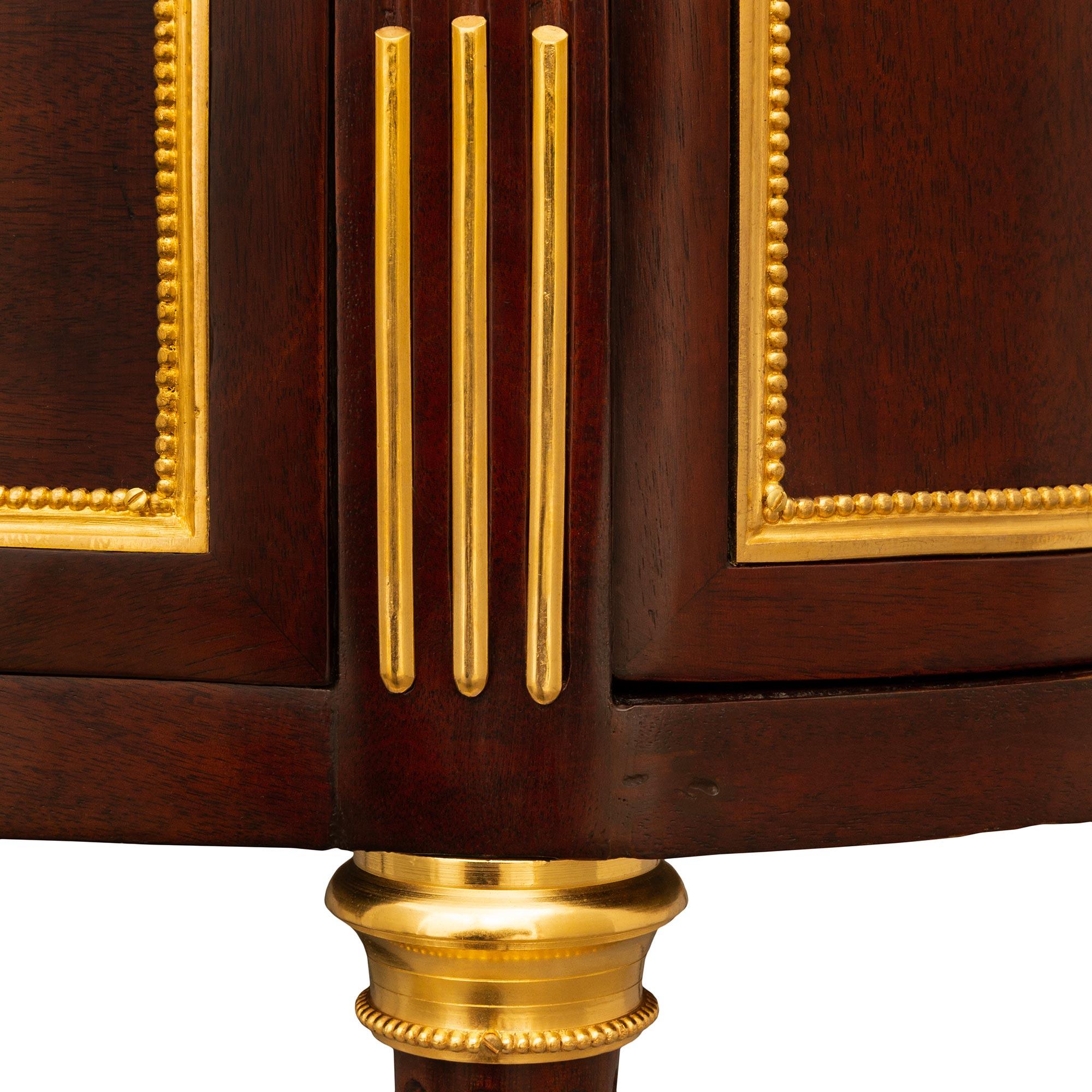 French 19th Century Louis XVI St. Mahogany, Ormolu And Lumachella Marble Commode For Sale 7