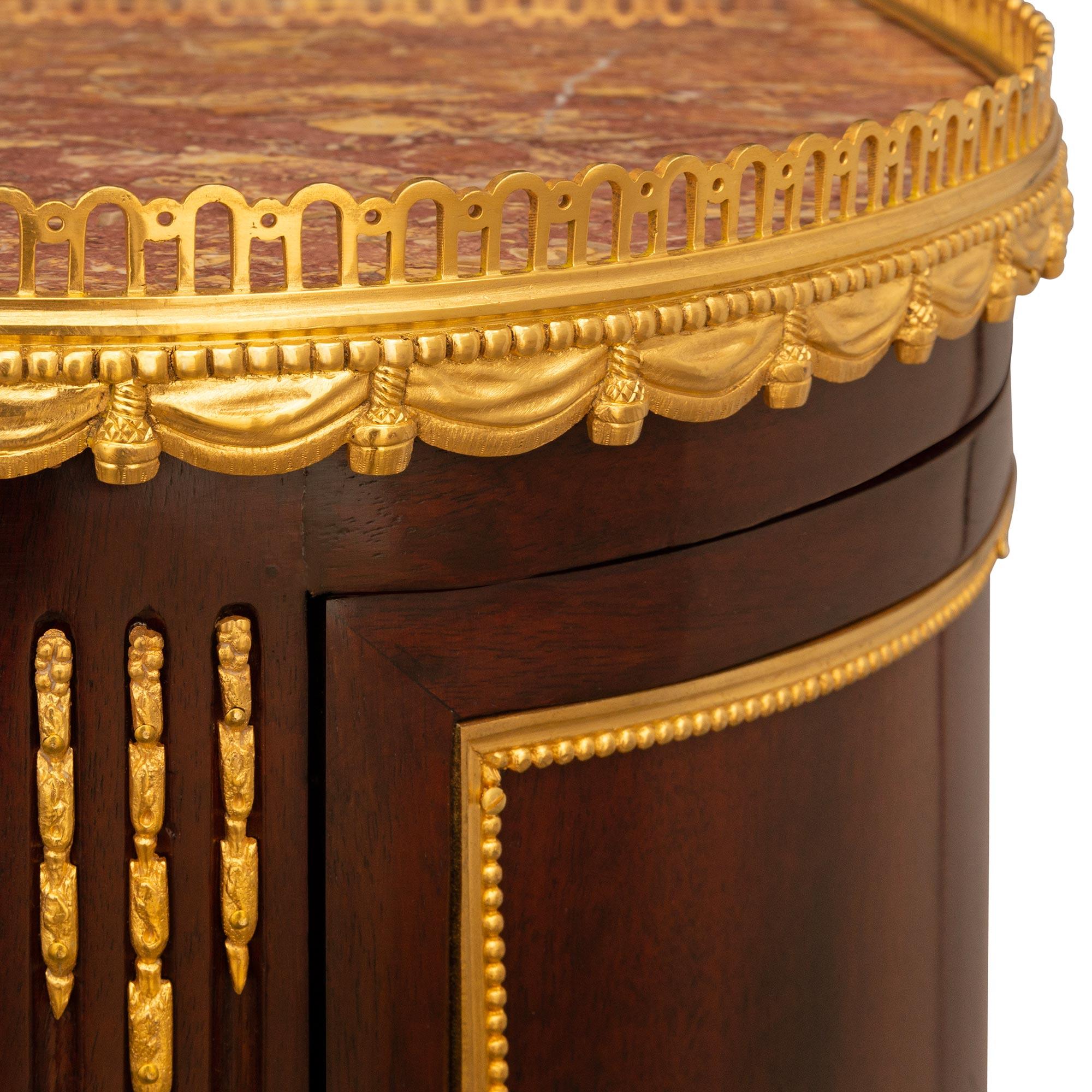 French 19th Century Louis XVI St. Mahogany, Ormolu And Lumachella Marble Commode For Sale 2
