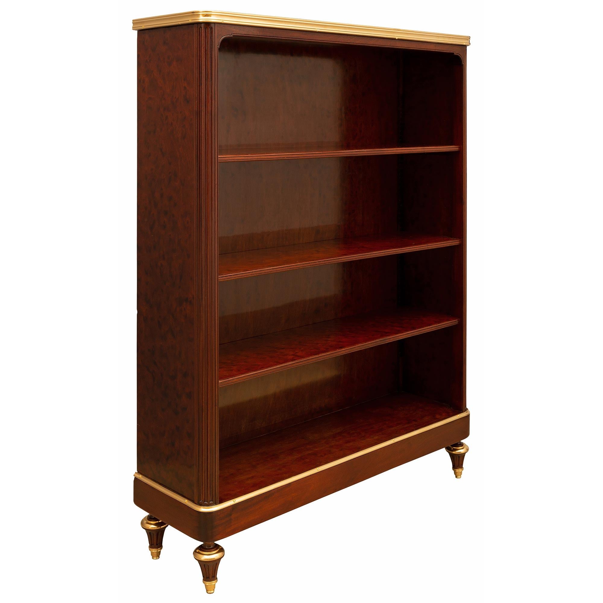 French 19th Century Louis XVI St. Mahogany, Ormolu And Marble Bibus Shelves In Good Condition For Sale In West Palm Beach, FL