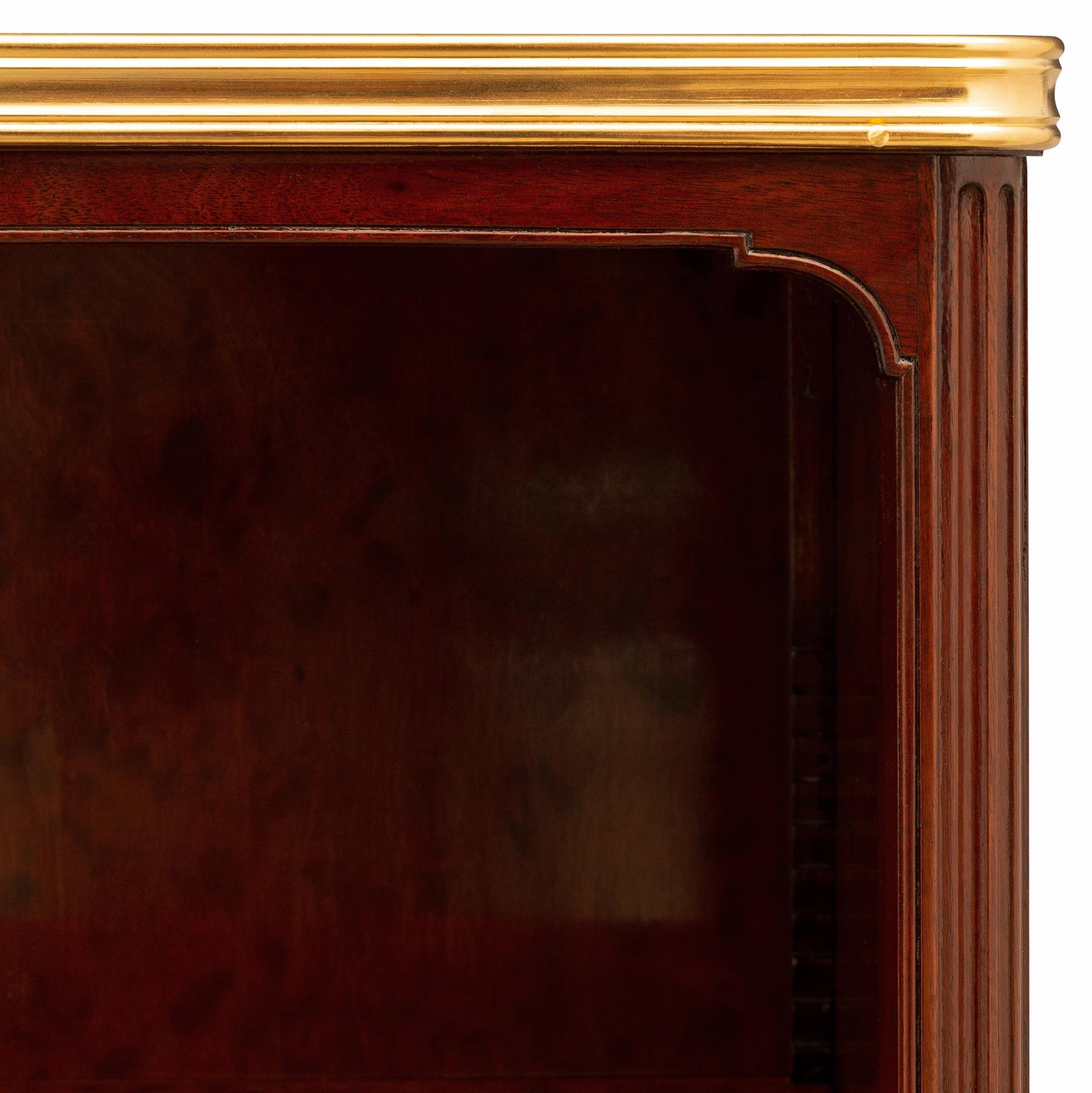 French 19th Century Louis XVI St. Mahogany, Ormolu And Marble Bibus Shelves For Sale 4