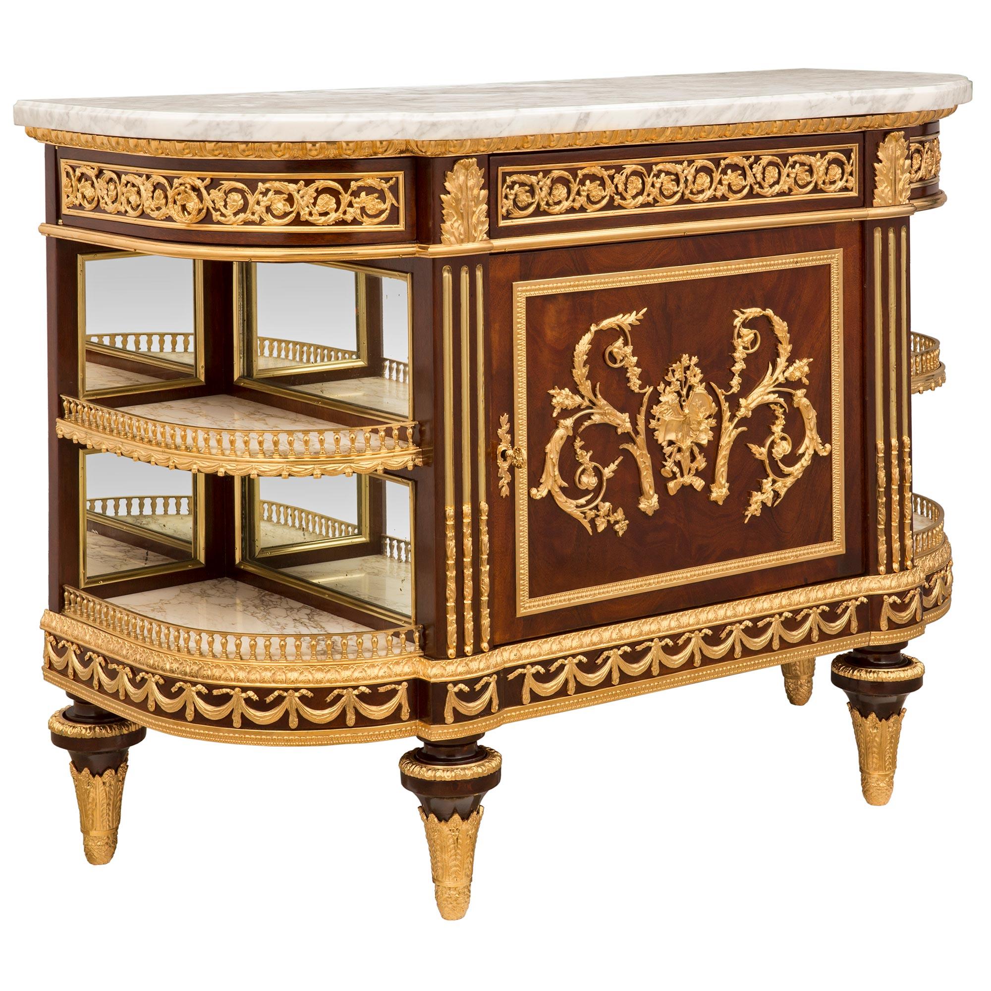 French 19th Century Louis XVI St. Mahogany, Ormolu, and Marble Buffet  In Good Condition In West Palm Beach, FL