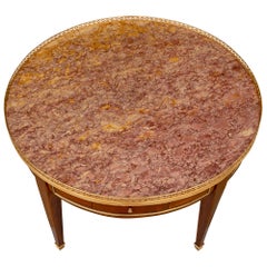 French 19th Century Louis XVI St. Mahogany, Ormolu and Marble Coffee Table