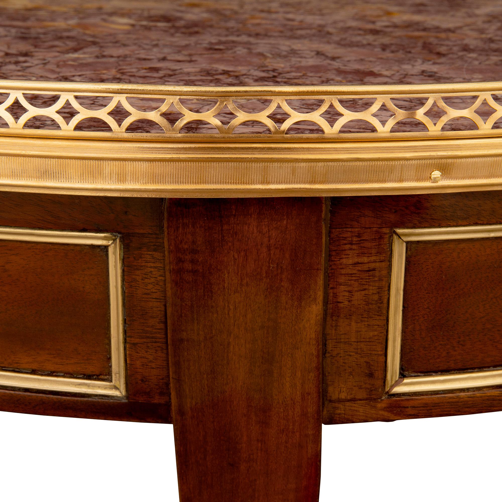 French 19th Century Louis XVI St. Mahogany, Ormolu and Marble Coffee Table For Sale 6