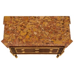 French 19th Century Louis XVI St. Mahogany, Ormolu, and Marble Commode