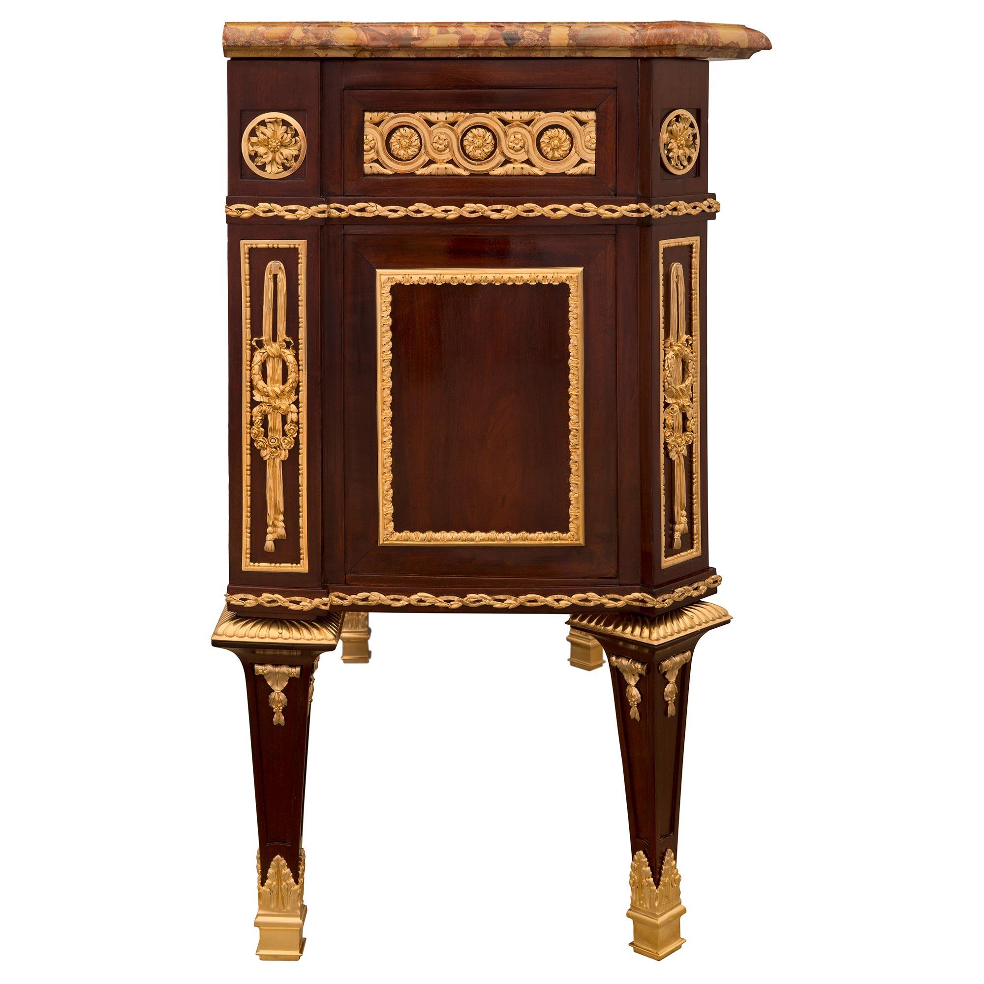 French 19th Century Louis XVI St. Mahogany, Ormolu, and Marble Commode For Sale 2