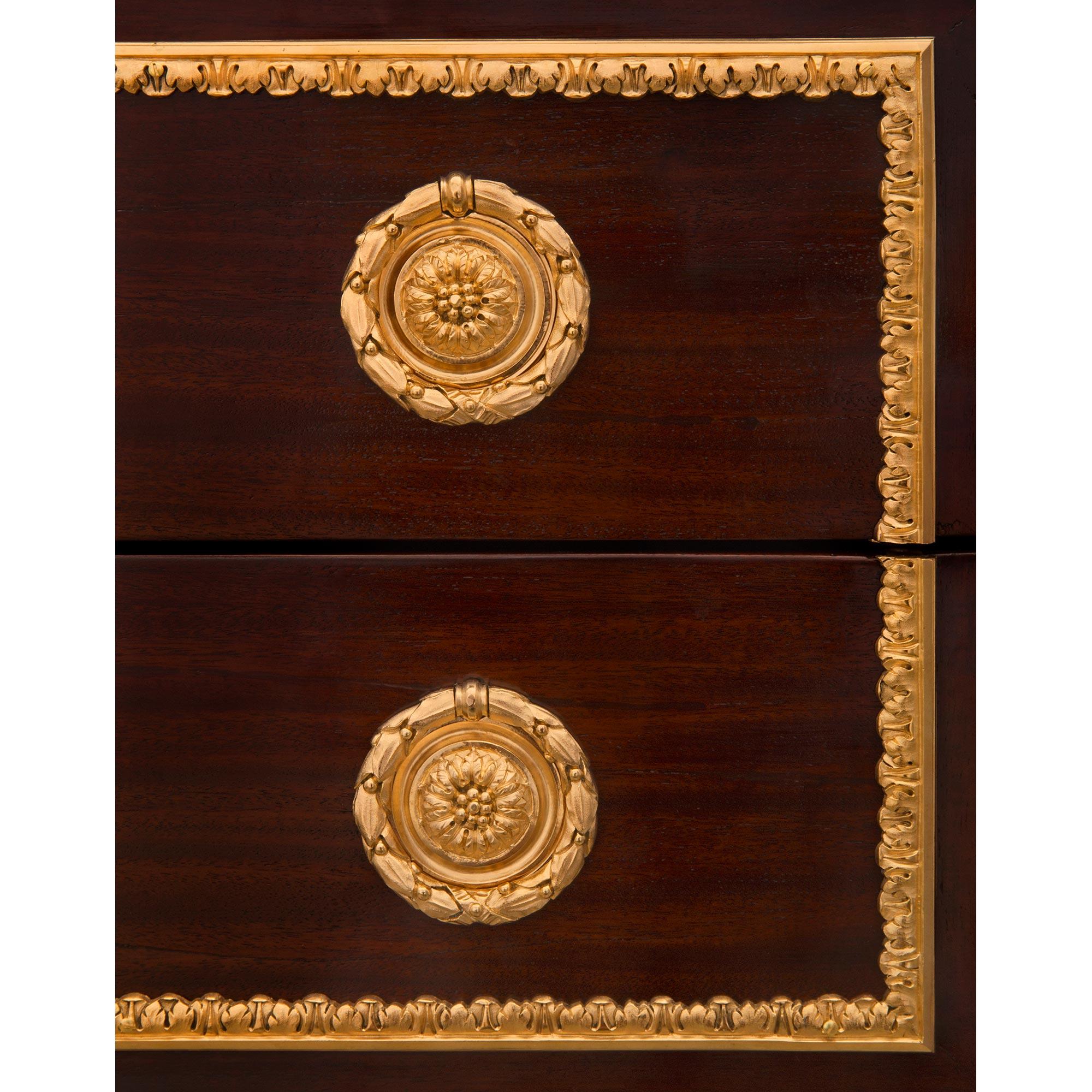 French 19th Century Louis XVI St. Mahogany, Ormolu, and Marble Commode For Sale 6