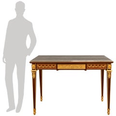 French 19th century Louis XVI st. Mahogany, Ormolu and marble desk/table