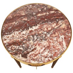 French 19th Century Louis XVI St. Mahogany, Ormolu and Marble Side Table