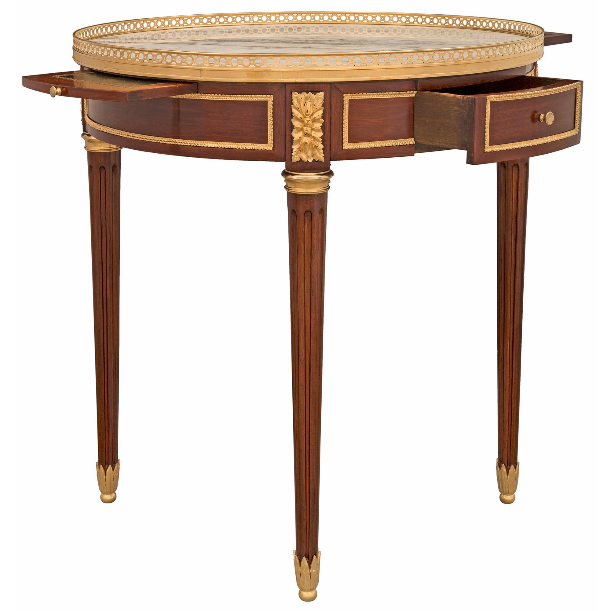 French 19th Century Louis XVI St. Mahogany, Ormolu and Marble Side Table For Sale 2