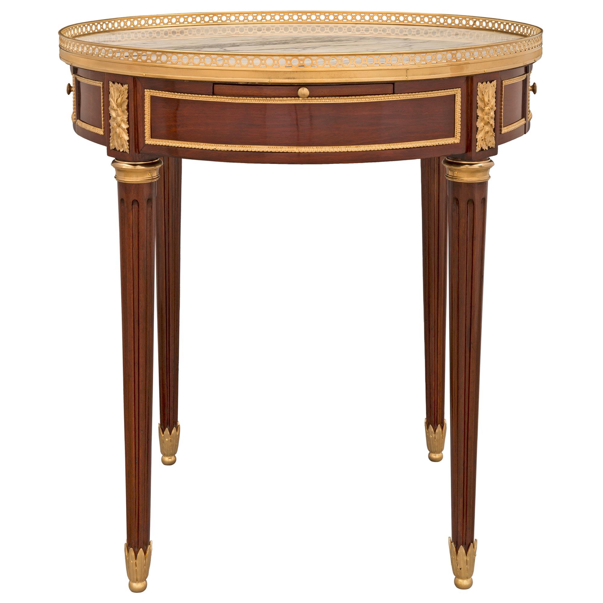 French 19th Century Louis XVI St. Mahogany, Ormolu and Marble Side Table For Sale 3