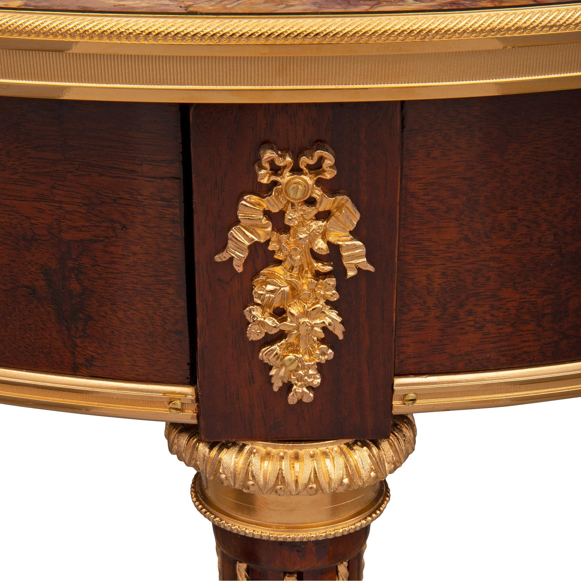 French 19th Century Louis XVI St. Mahogany, Ormolu and Marble Side Table For Sale 3