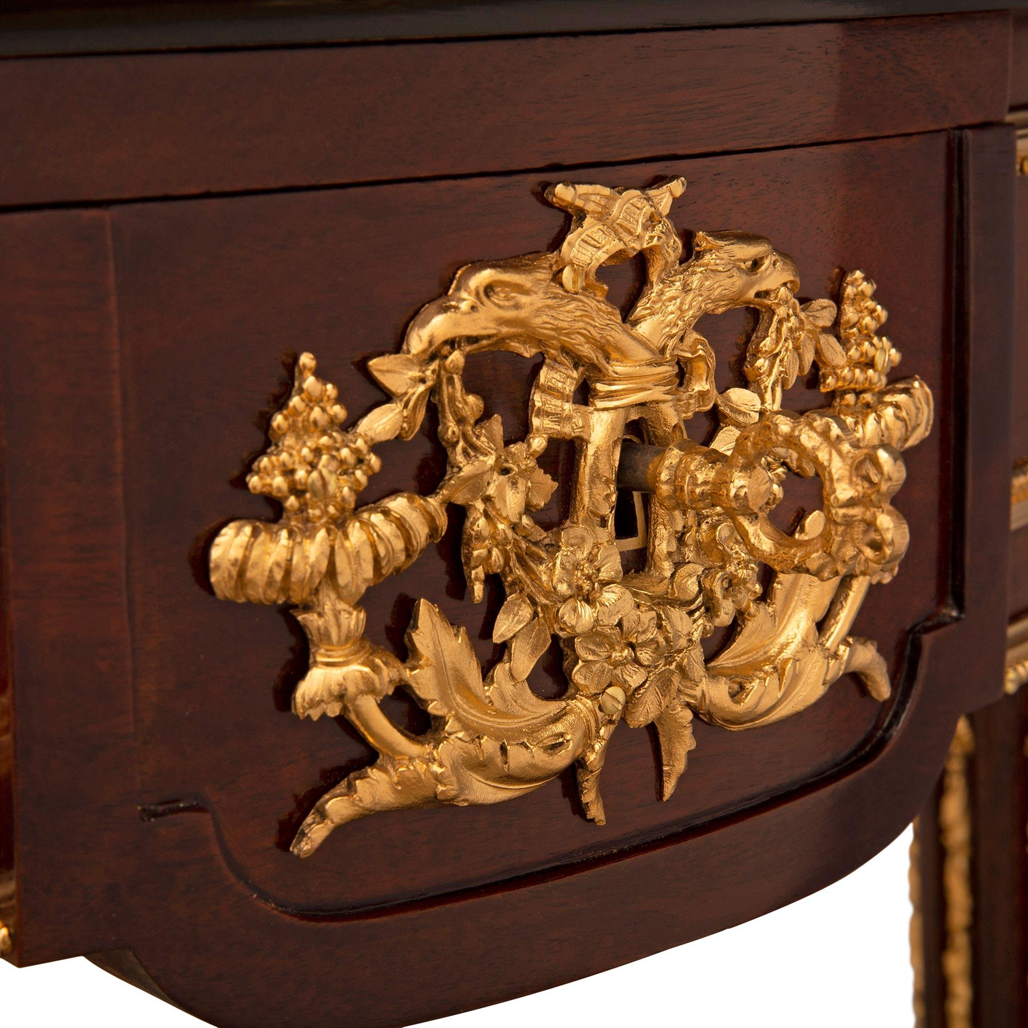 French 19th Century Louis XVI St. Mahogany, Ormolu and Marble Side Table For Sale 3