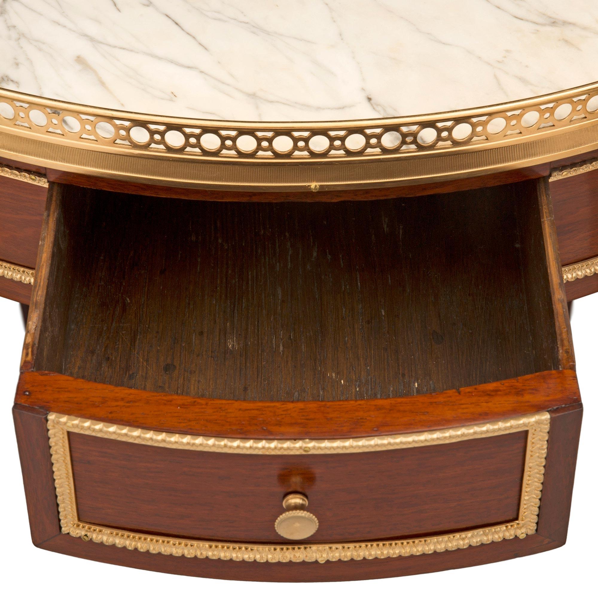 French 19th Century Louis XVI St. Mahogany, Ormolu and Marble Side Table For Sale 5