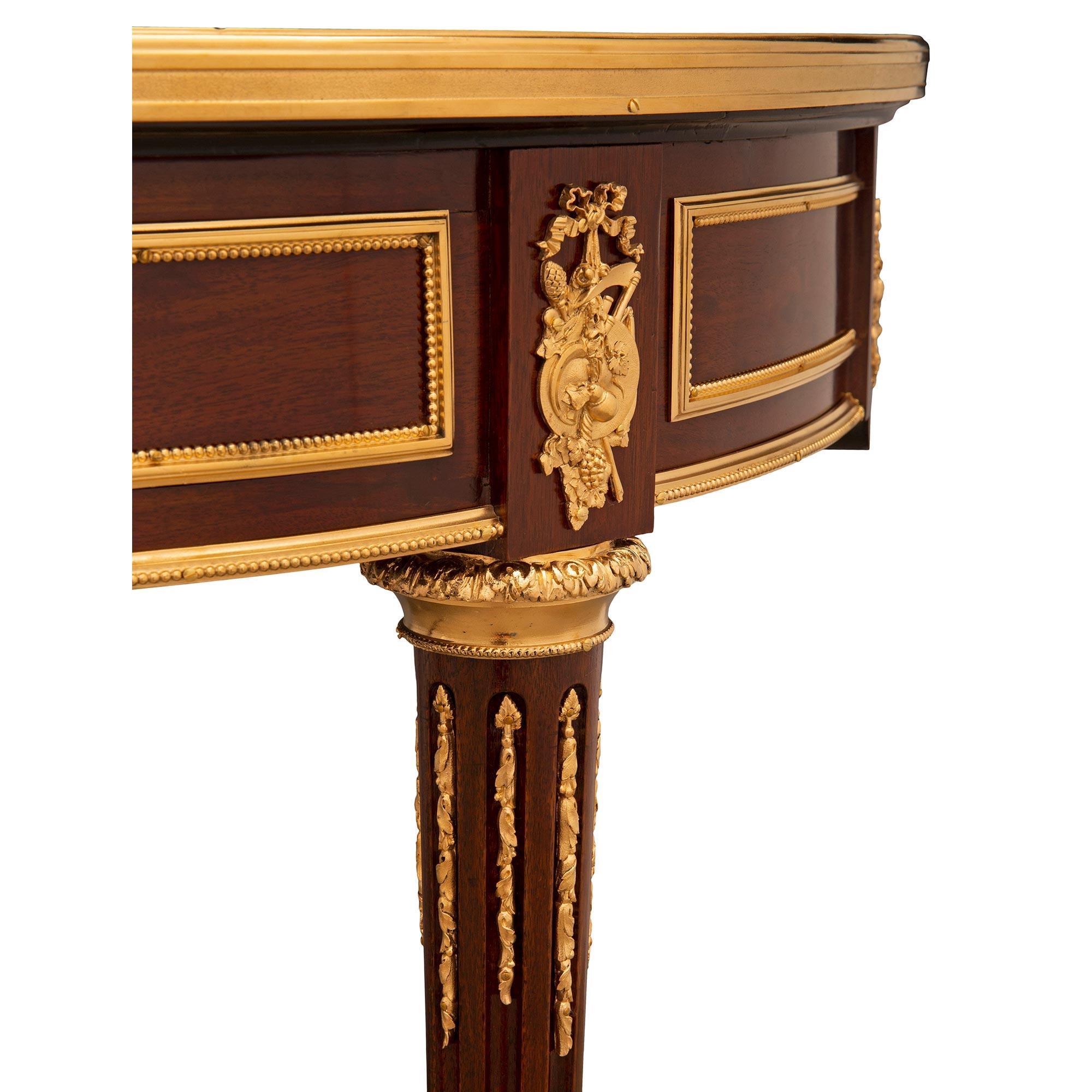 French 19th Century Louis XVI St. Mahogany, Ormolu and Marble Side Table For Sale 4