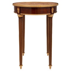 French 19th Century Louis XVI St. Mahogany, Ormolu and Marble Side Table