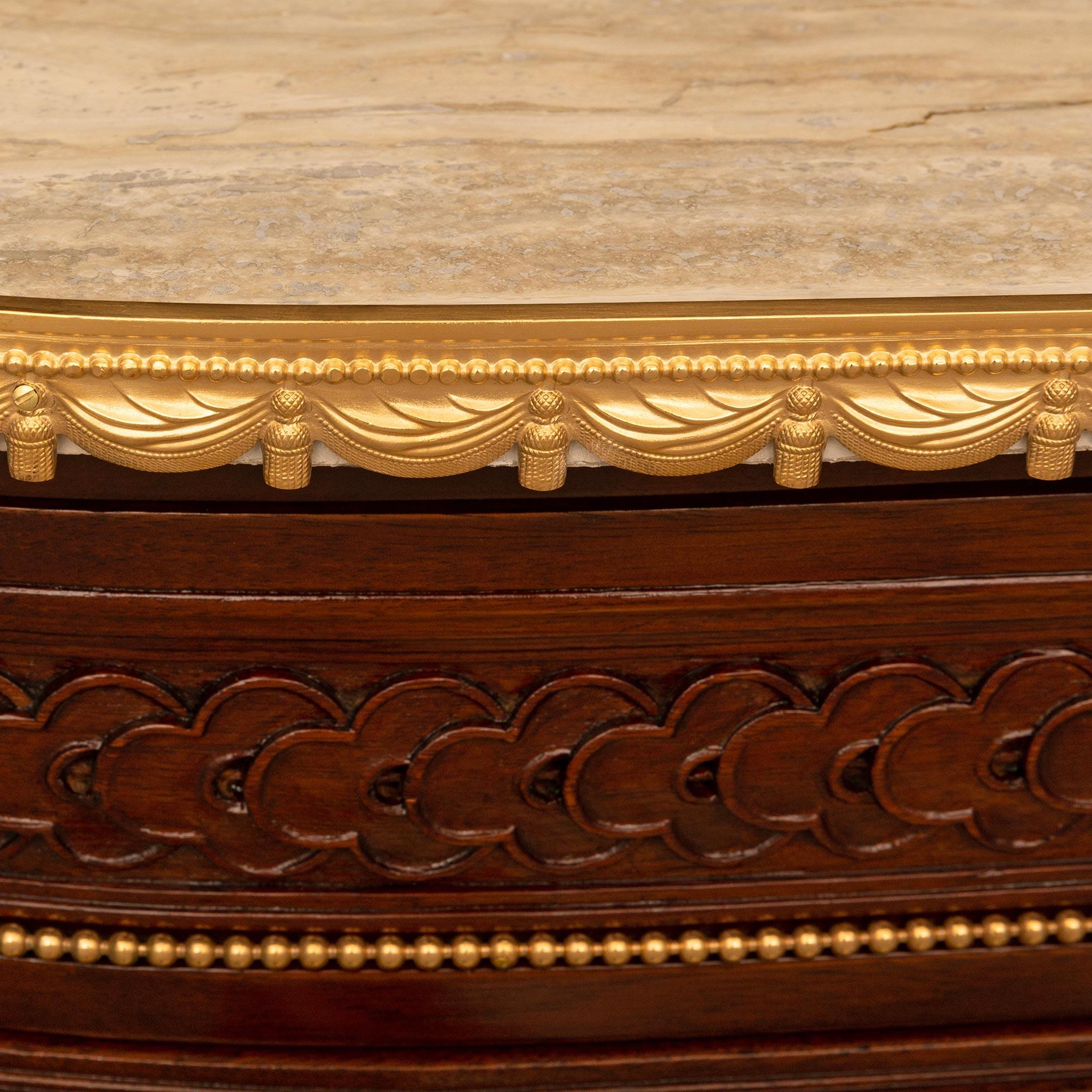 French 19th century Louis XVI st. Mahogany, Ormolu, and Stone commode For Sale 4