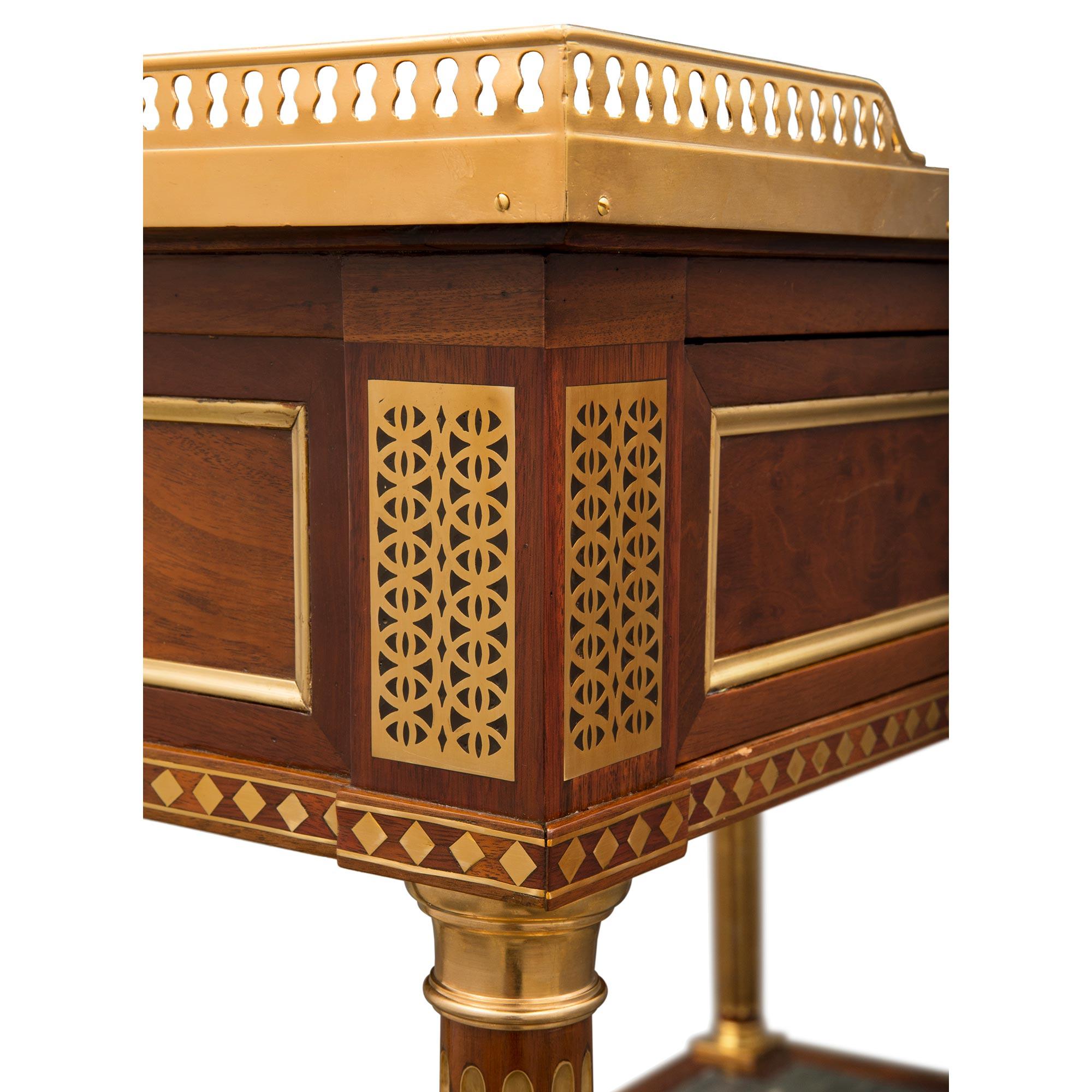 French 19th Century Louis XVI St. Mahogany, Ormolu, Brass, And Marble Console 3
