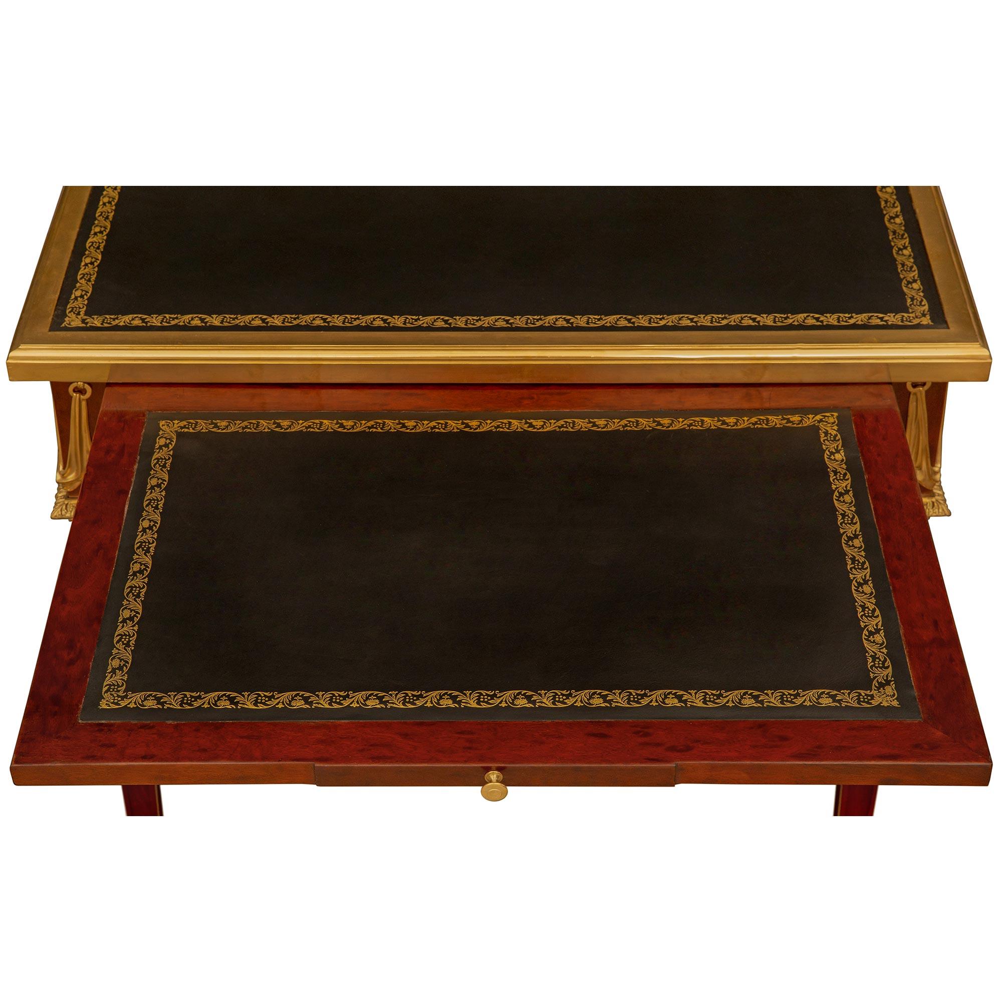 French 19th Century Louis XVI St. Mahogany, Ormolu Desk, Signed Linke For Sale 7