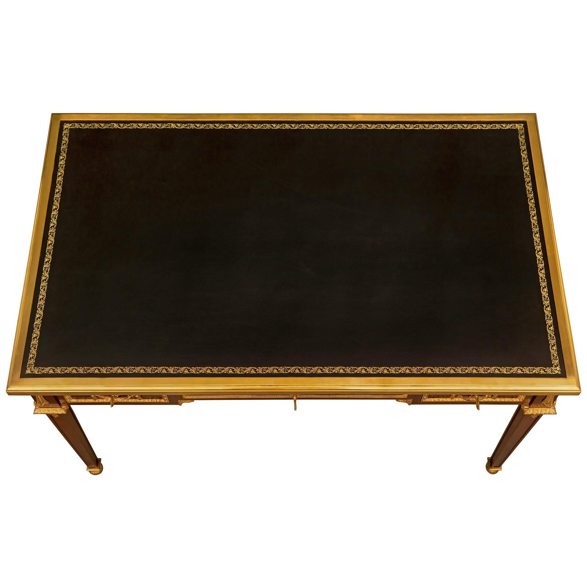 French 19th Century Louis XVI St. Mahogany, Ormolu Desk, Signed Linke For Sale 1