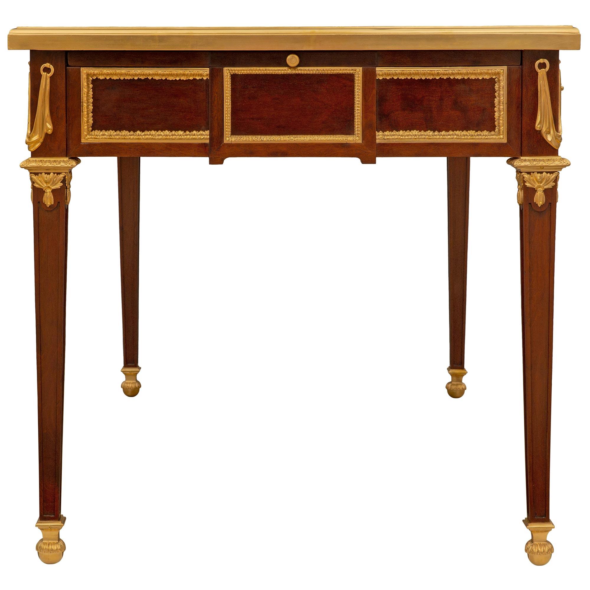 French 19th Century Louis XVI St. Mahogany, Ormolu Desk, Signed Linke For Sale 2