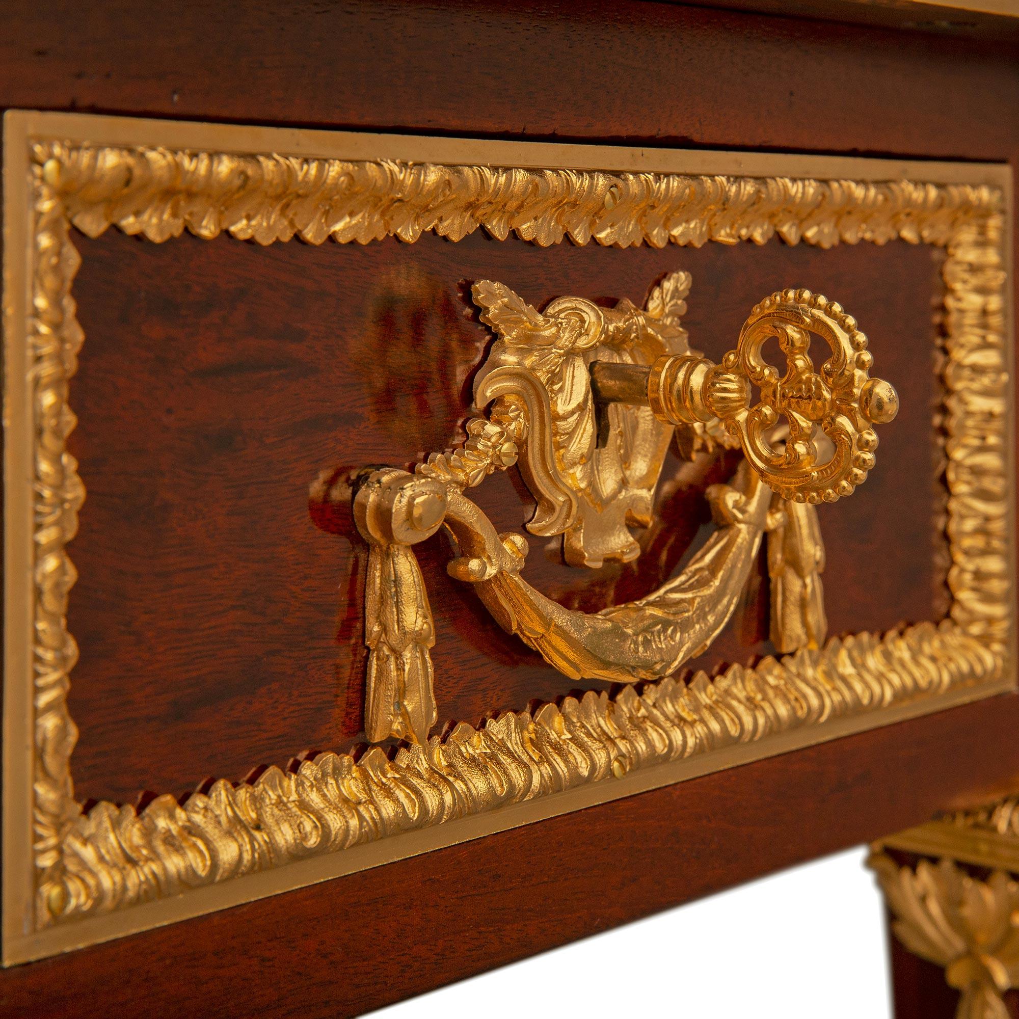 French 19th Century Louis XVI St. Mahogany, Ormolu Desk, Signed Linke For Sale 5
