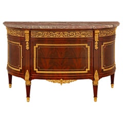 Antique French 19th century Louis XVI st. Mahogany, Ormolu, marble buffet