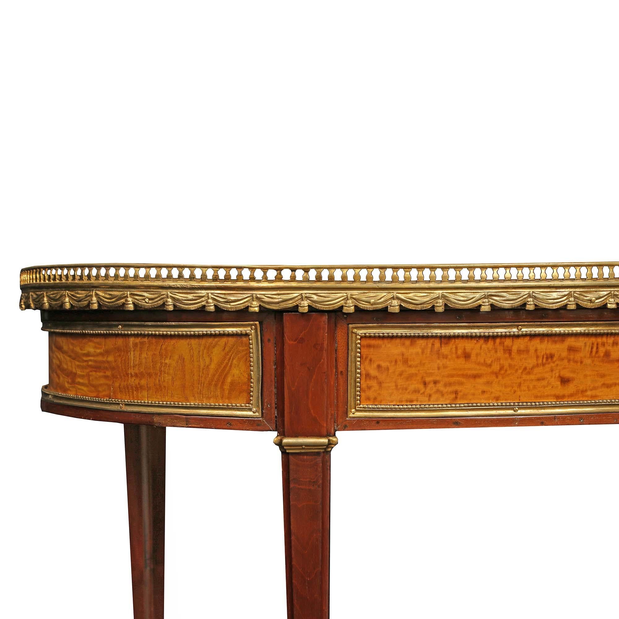 Ormolu French 19th Century Louis XVI St. Mahogany Oval Side Table For Sale