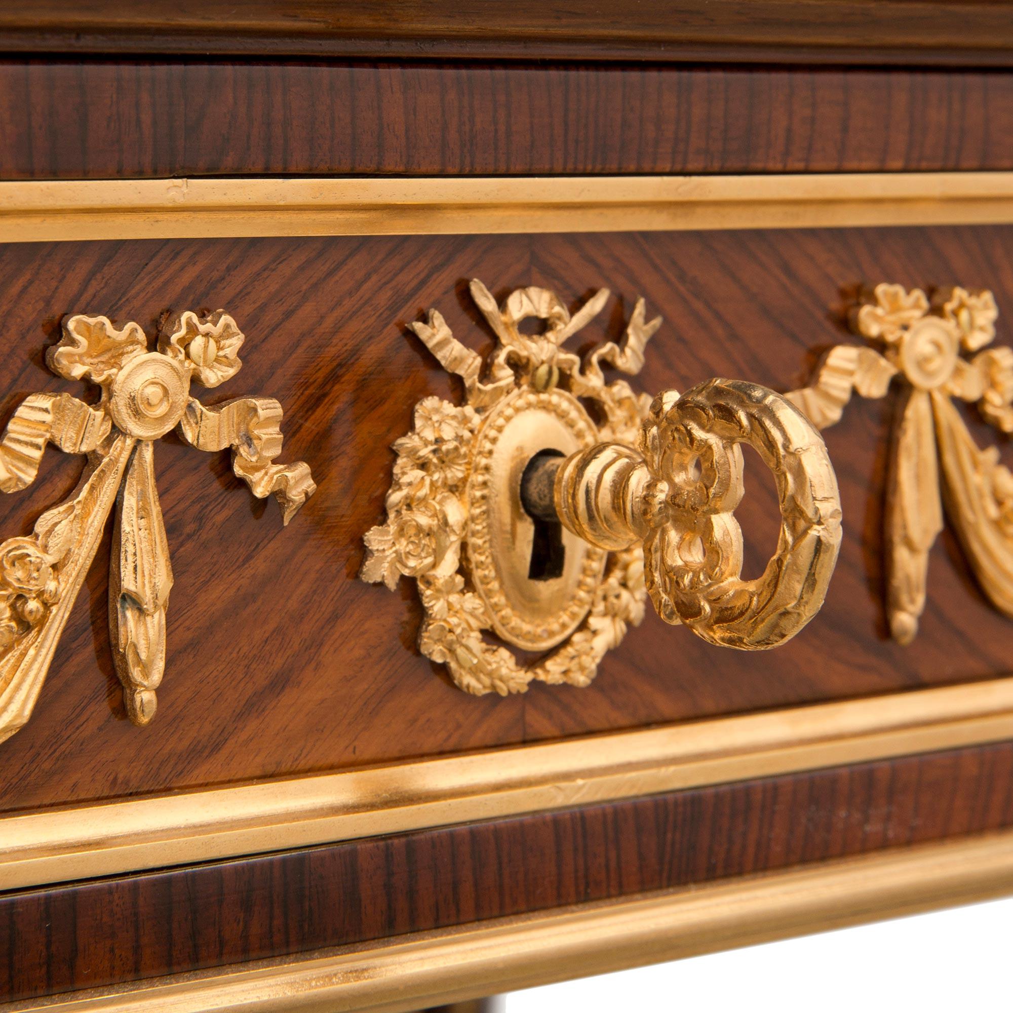 French 19th Century Louis XVI St. Mahogany, Rosewood, and Ormolu Side Table For Sale 4