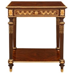 French 19th Century Louis XVI St. Mahogany, Rosewood, and Ormolu Side Table
