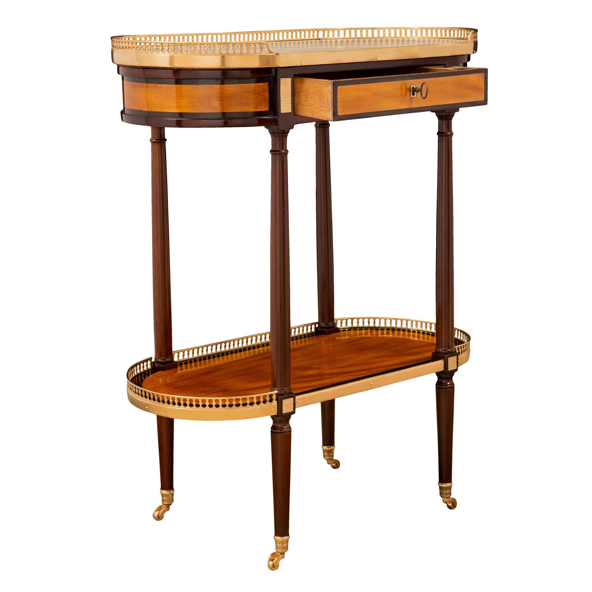 French 19th Century Louis XVI St. Mahogany, Satinwood and Ormolu Side Table For Sale 1
