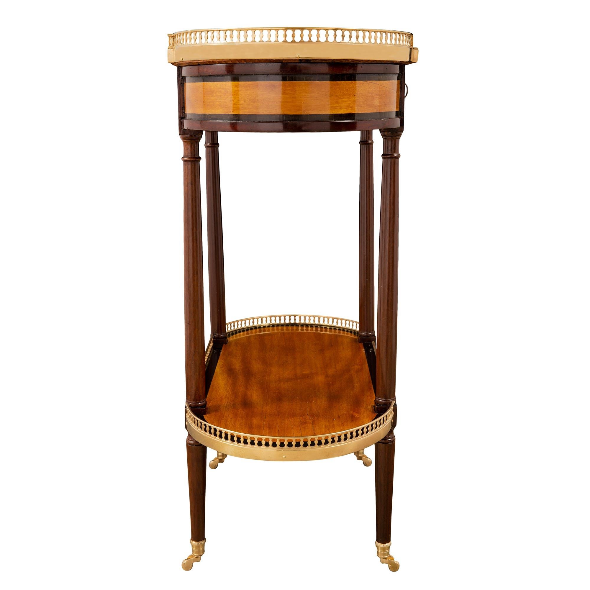 French 19th Century Louis XVI St. Mahogany, Satinwood and Ormolu Side Table For Sale 2