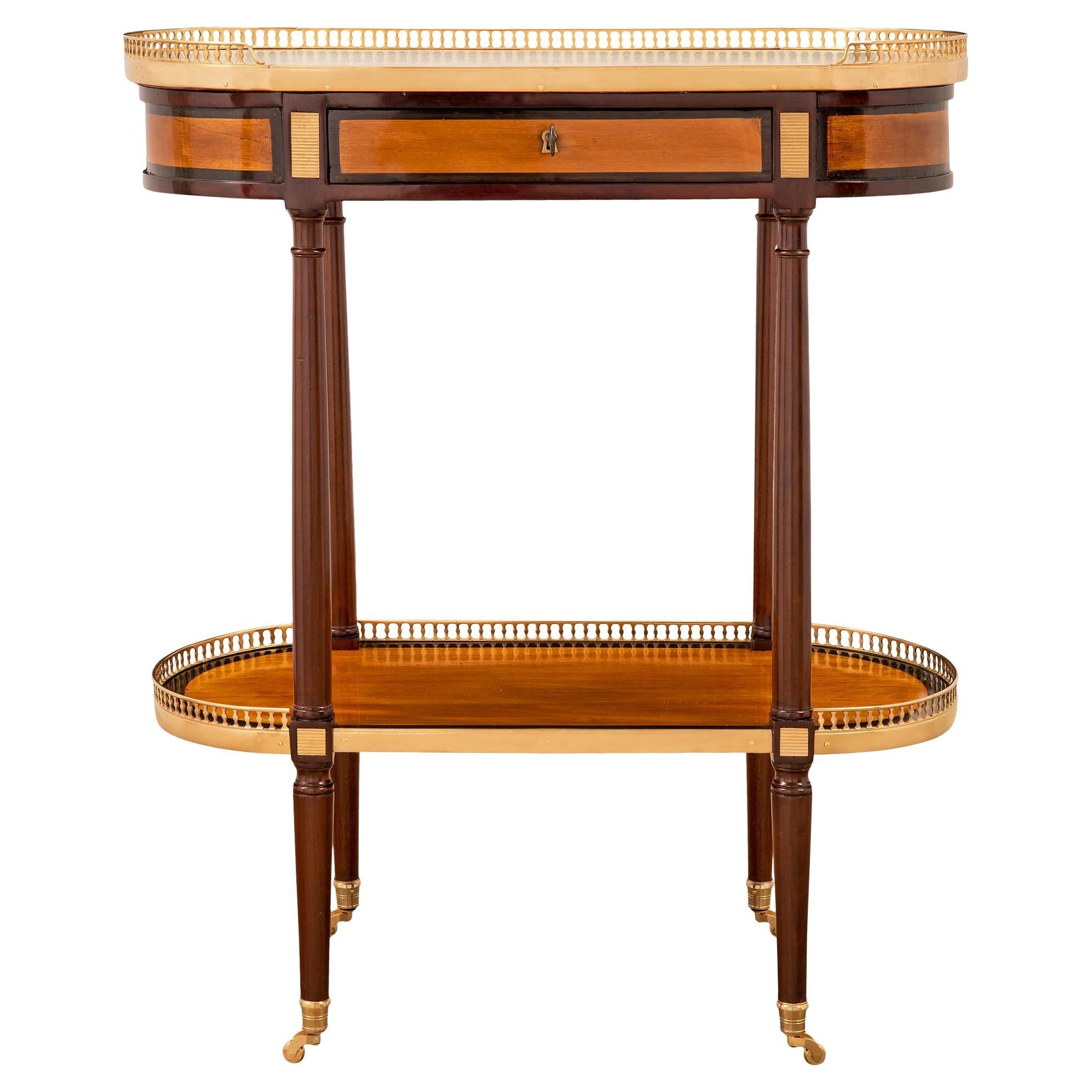 French 19th Century Louis XVI St. Mahogany, Satinwood and Ormolu Side Table