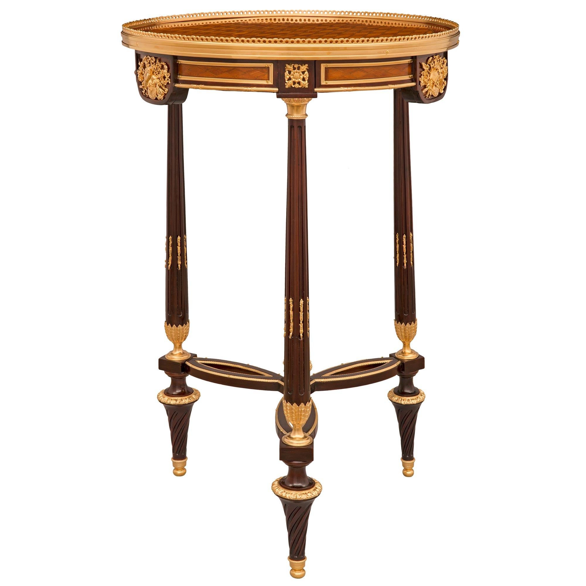 French 19th Century Louis XVI St. Mahogany, Tulipwood, Charmwood, and Ormolu Sid In Good Condition In West Palm Beach, FL